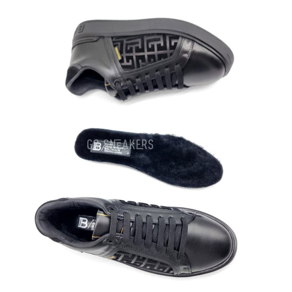 Мужские зимние кроссовки Balmain Winter Leather Black
