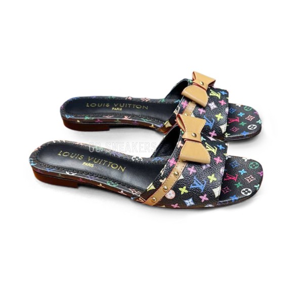 Женские шлепанцы Louis Vuitton Flip-flop Black/Multicolor