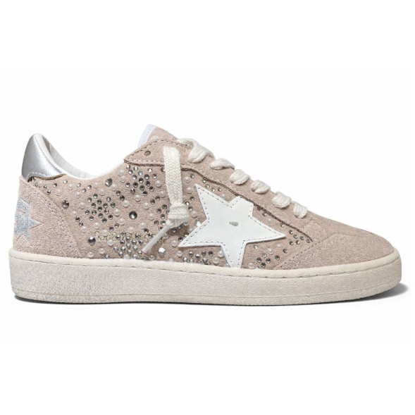 Женские кеды Golden Goose Rhinestones Suede Beige