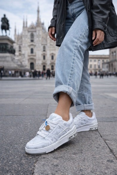 Женские кроссовки Louis Vuitton Trainer Maxi Skateboard Shoes Low-Top White