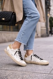 Golden Goose Super Star Donna Bianche in Pelle Con Talloncino Glitter
