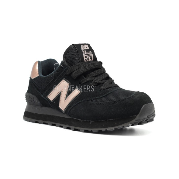 Женские кроссовки New Balance 574 Gold-Rose Black