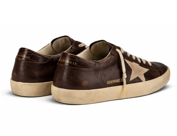 Мужские кеды Golden Goose Super-Star Men’s Distressed Suede-Trimmed Leather Brown