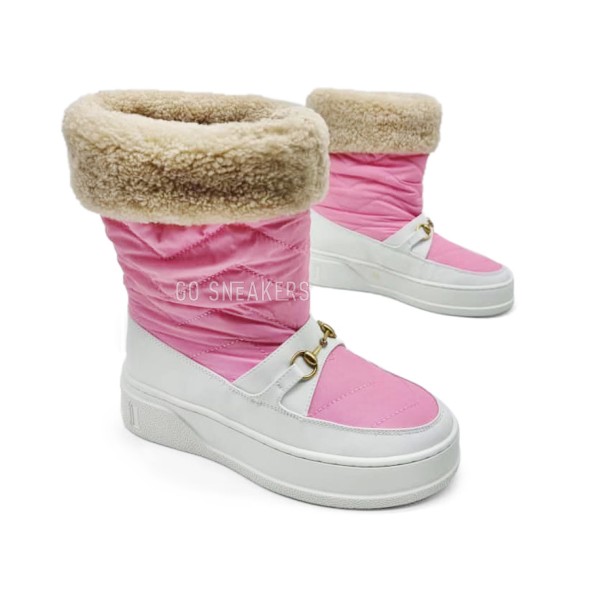 Женские зимние сапожки Gucci Snow Chunky White/Pink