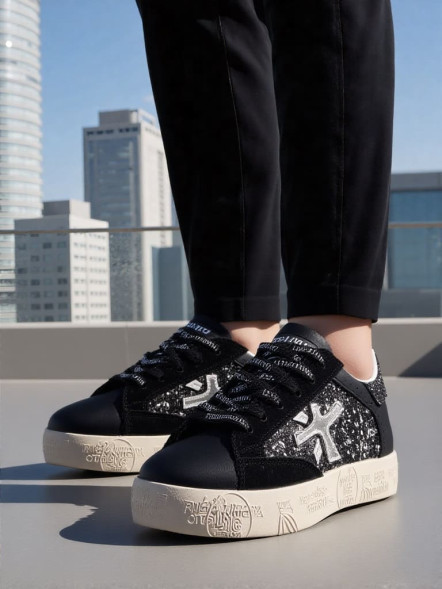 Женские кеды Premiata Stevend 4874 Glitter Black