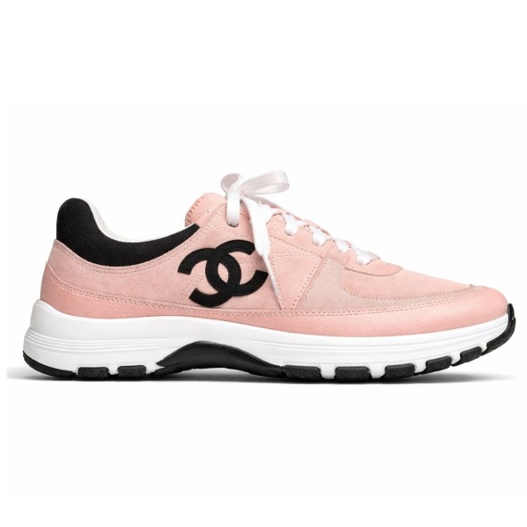 Женские кроссовки Chanel Metiers D'art Laminated and Suede Calfskin Sneakers Coral