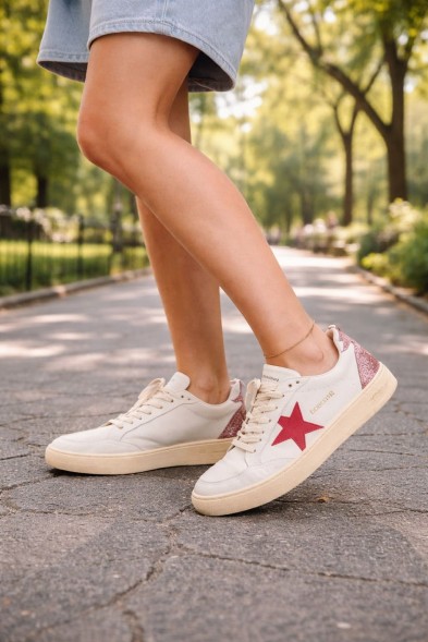 Женские кеды Golden Goose Ball Star White Red Star
