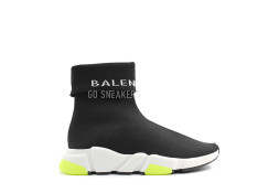 Balensiaga Speed Trainer Tall Black White Yellow