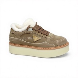Prada Platform Suede Winter Beige