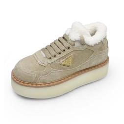 Prada Platform Suede Winter Sand