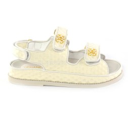 Chanel Sandals Jeans White