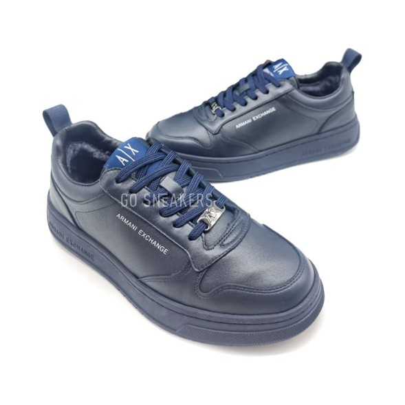 Мужские зимние кроссовки Armani Winter Leather Navy