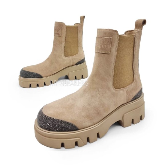 Женские ботинки Brunello Cucinelli Chelsea Suede Sand